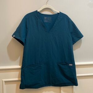 FIGS Teal Casma Three Pocket Scrub Top